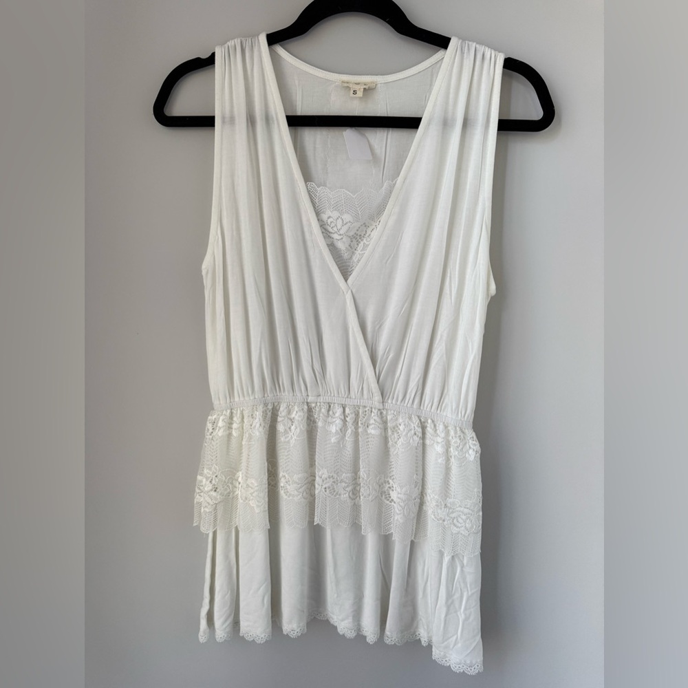POL White Lace Boho Top